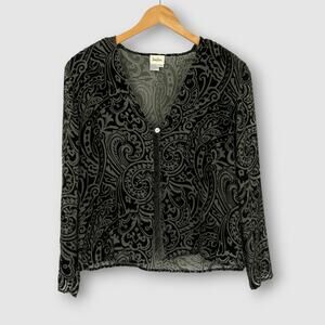 Vintage Neiman Marcus Velvet Burnout Silk Blend Paisley Blouse Size 10